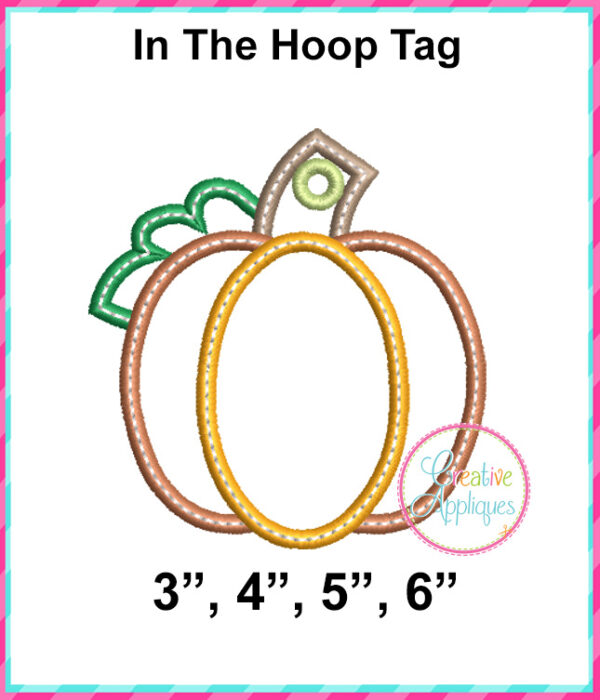 Pumpkin Tag In The Hoop Embroidery Design - Image 2