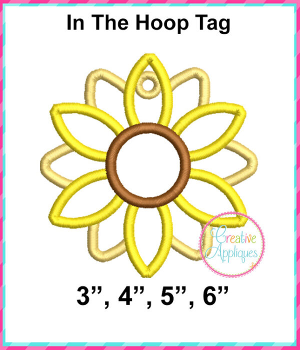 Sunflower Tag In The Hoop Embroidery Design - Image 3