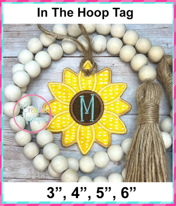 Sunflower Tag In The Hoop Embroidery Design - Image 2