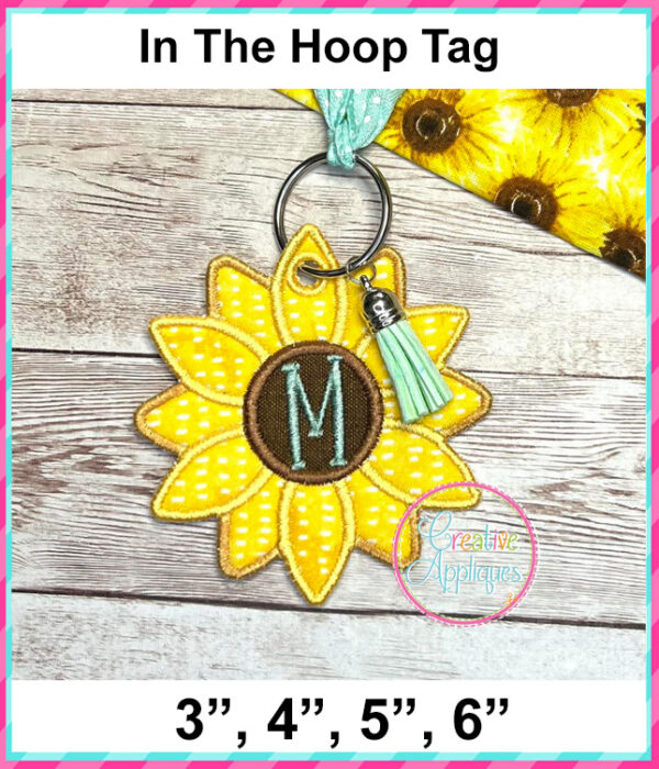 Sunflower Tag In The Hoop Embroidery Design