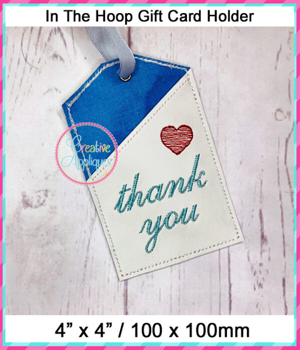 In The Hoop Gift Card Holder Thank You Design - Image 3