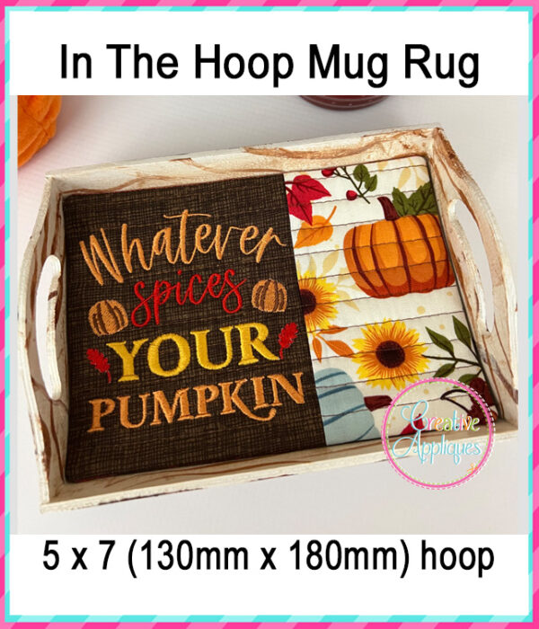 Fall Mug Rug In The Hoop Embroidery Design Set - Image 5