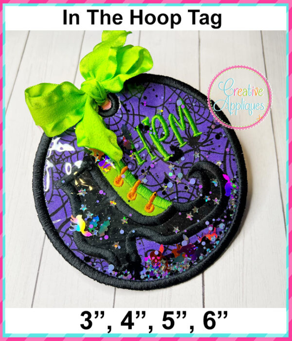 Witch Shoe Tag In The Hoop Embroidery Design - Image 2