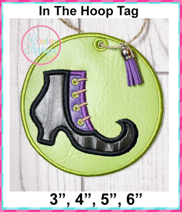 Witch Shoe Tag In The Hoop Embroidery Design