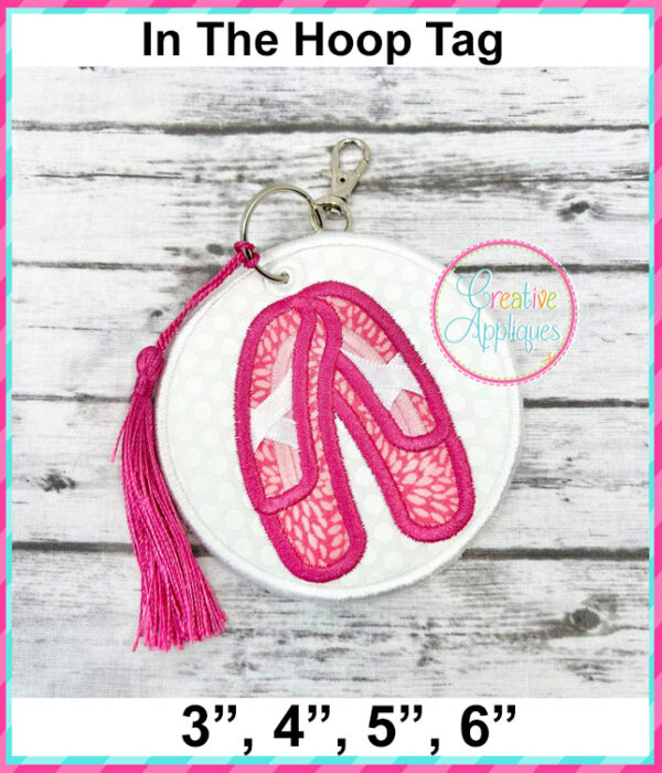 Ballet Shoes Tag In The Hoop Embroidery Design