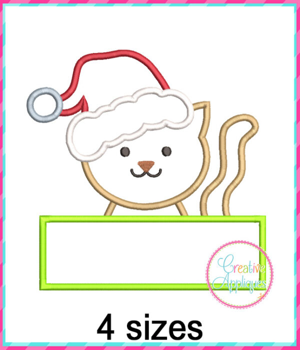 Santa Cat Frame Applique Design - Image 2