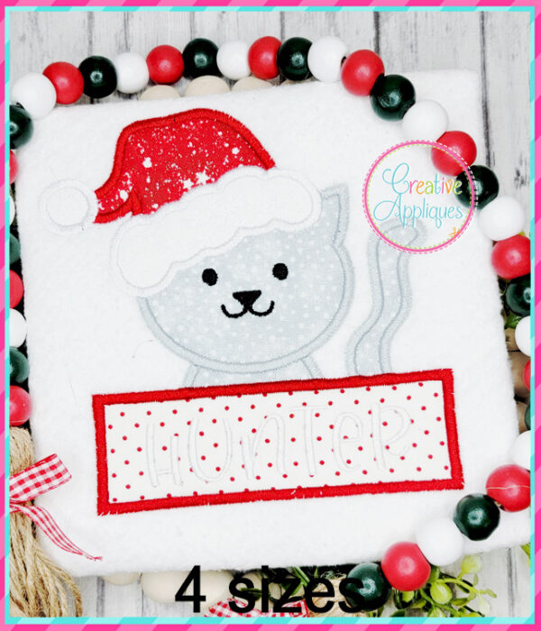 Santa Cat Frame Applique Design - Image 3