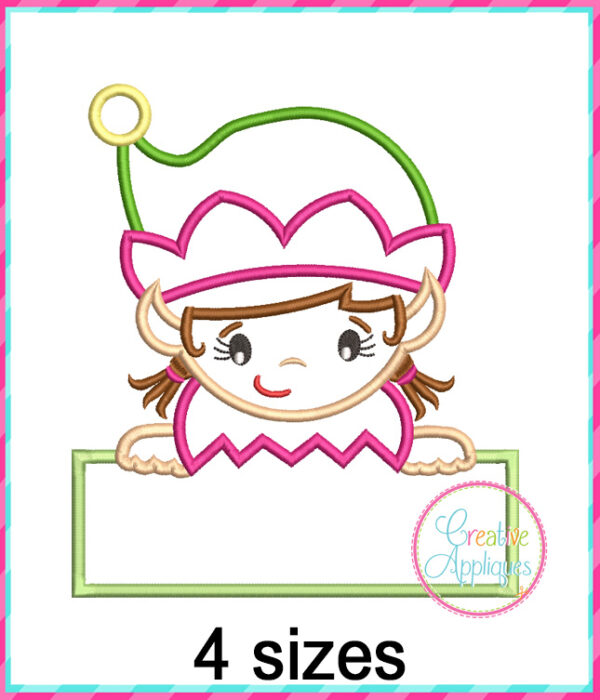 Elf Girl Frame Applique Design - Image 2