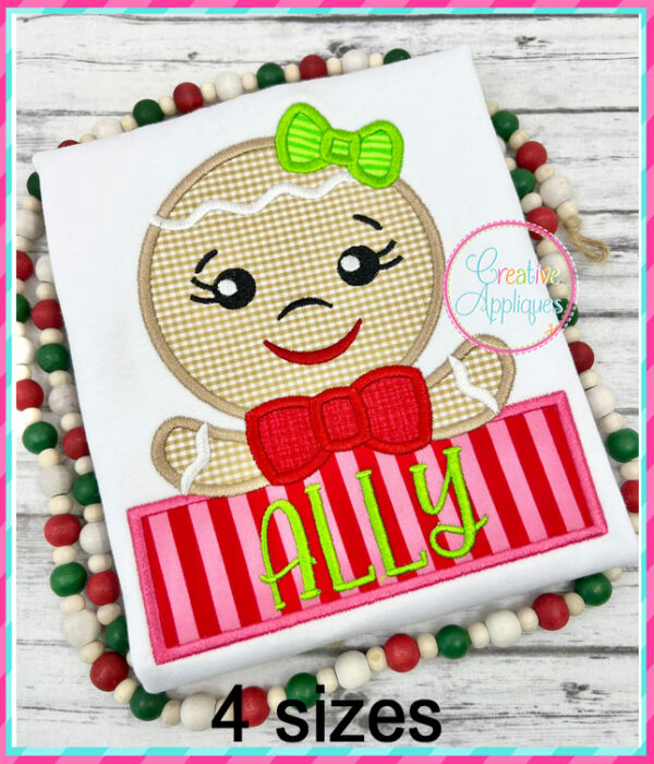 Gingerbread Girl Frame Applique Design