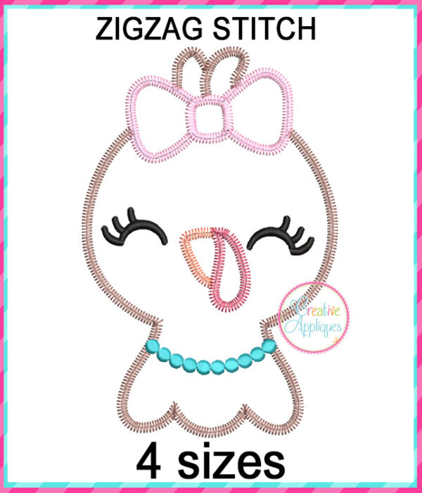 Zigzag Stitch Girl Turkey Applique Design - Image 2