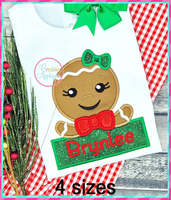 Gingerbread Girl Frame Applique Design - Image 3