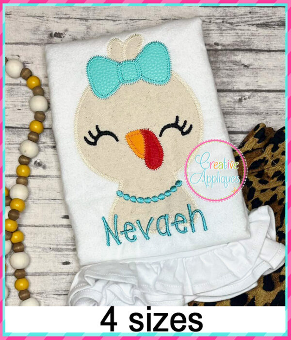 Zigzag Stitch Girl Turkey Applique Design - Image 4