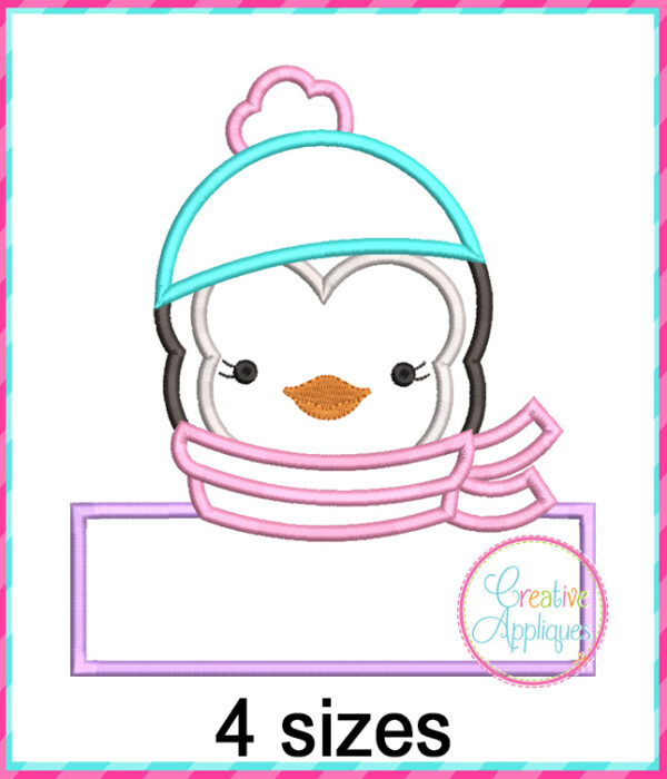 Penguin Girl Frame Applique Design - Image 2