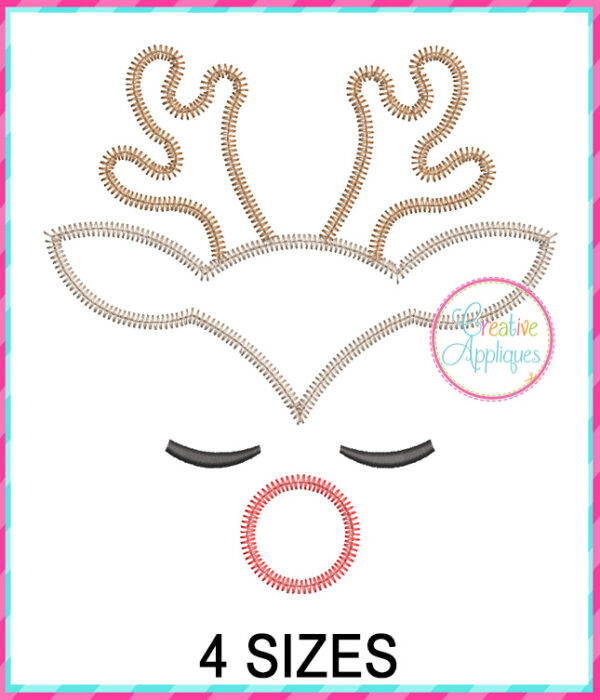 Zigzag Reindeer Face Applique Design - Image 2