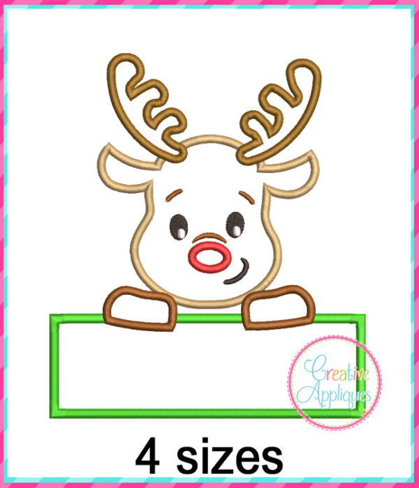 Reindeer Frame Applique Design - Image 2