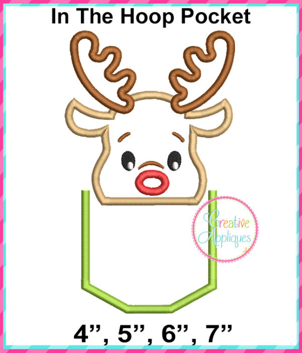 Reindeer Pocket Applique Design Set - Image 5