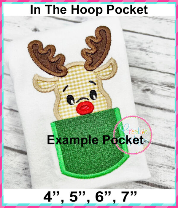 Reindeer Pocket Applique Design Point - Image 2