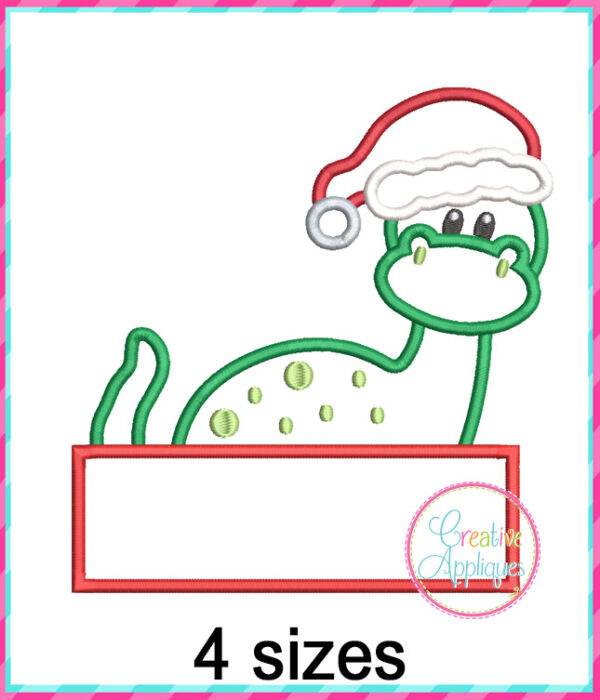 Santa Dinosaur Frame Applique Design - Image 2