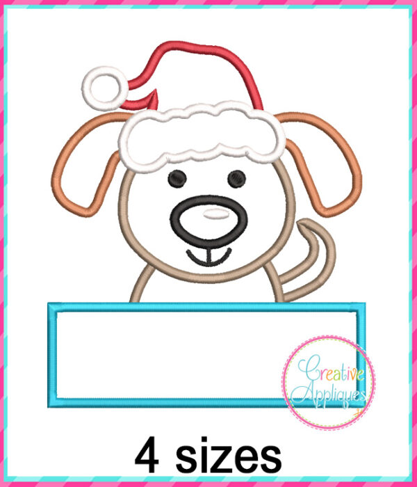 Santa Dog Frame Applique Design - Image 2