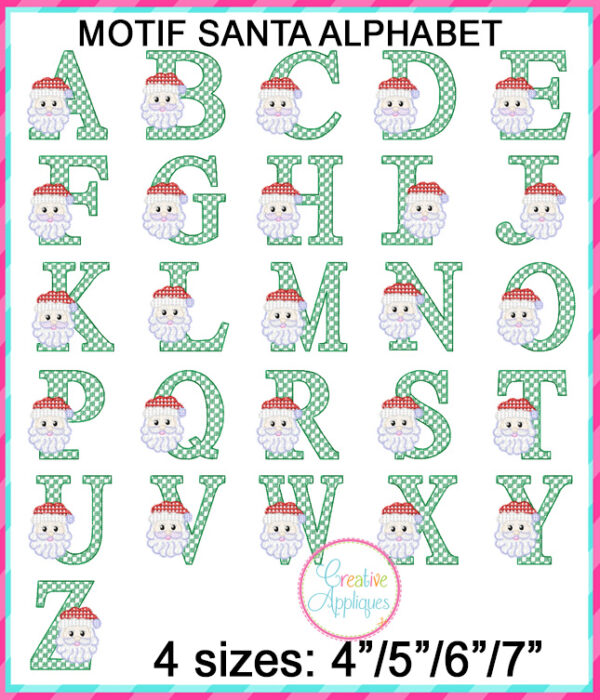 Santa Alphabet Motif Fill Embroidery Design - Image 3