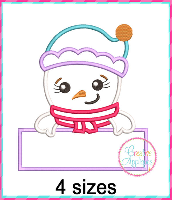 Snow Girl Frame Applique Design - Image 2