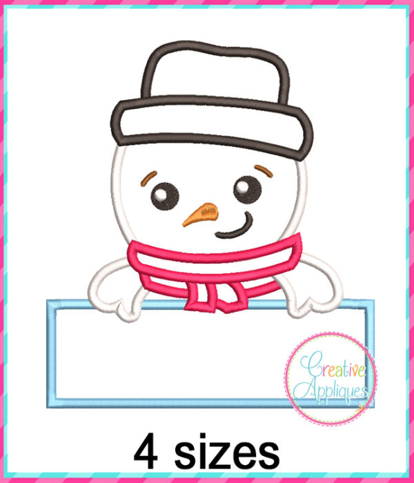 Snowman Frame Applique Design - Image 2