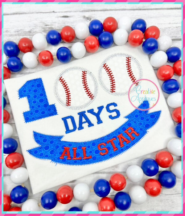 100 Days All Star Applique Design Zigzag Stitch