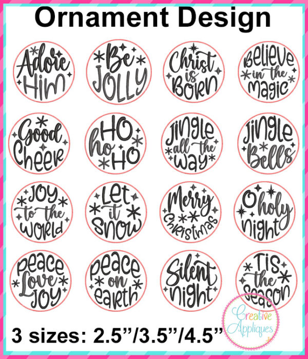 Word Circle Embroidery Ornament 16 Design Set - Image 2