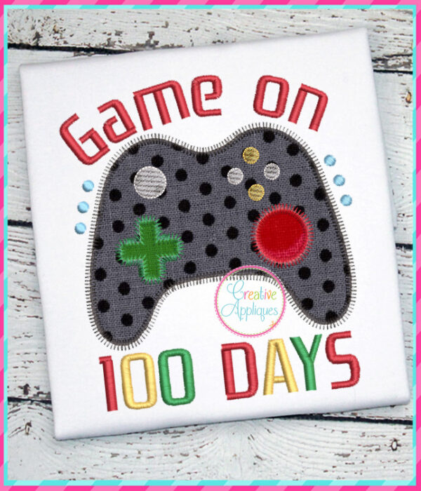 Game on 100 Days Applique Design Zigzag Stitch