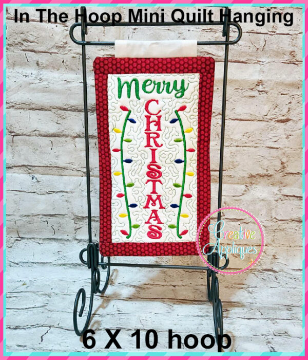 Merry Christmas In The Hoop Quilted Mini Hanging Embroidery Design 6x10