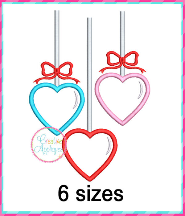 Hanging Hearts Trio Applique Design - Image 2