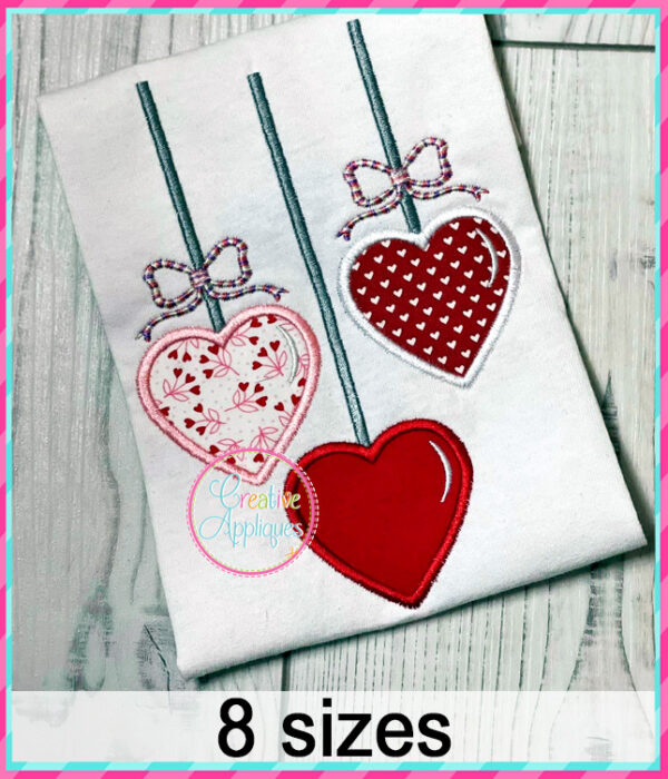 Hanging Hearts Trio Applique Design - Image 5