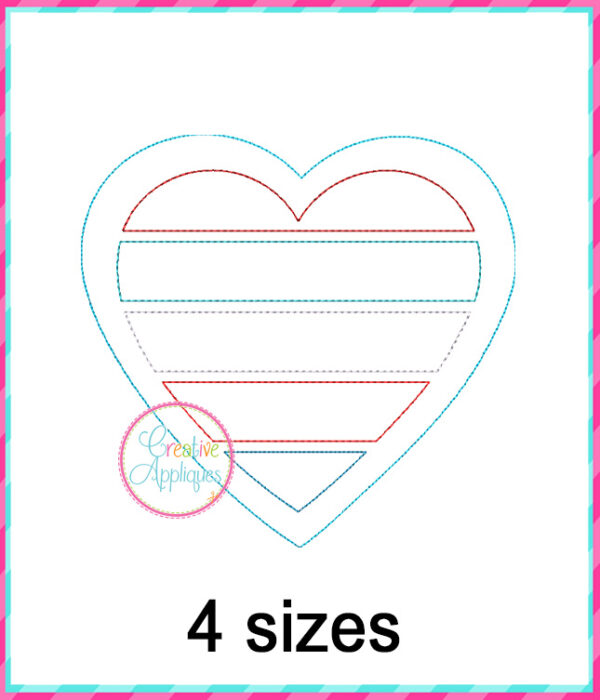 Bean Stitch Large Heart Slats Applique Design - Image 2