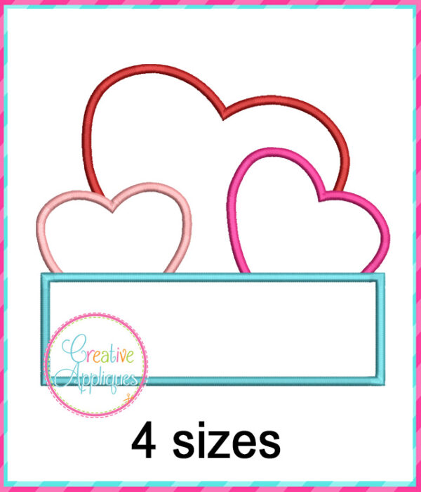 Heart Trio Frame Applique Design - Image 2