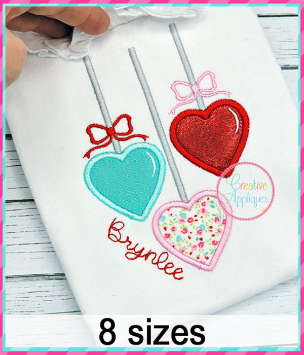 Hanging Hearts Trio Applique Design - Image 4