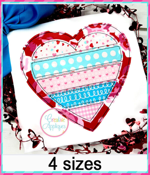 Bean Stitch Large Heart Slats Applique Design