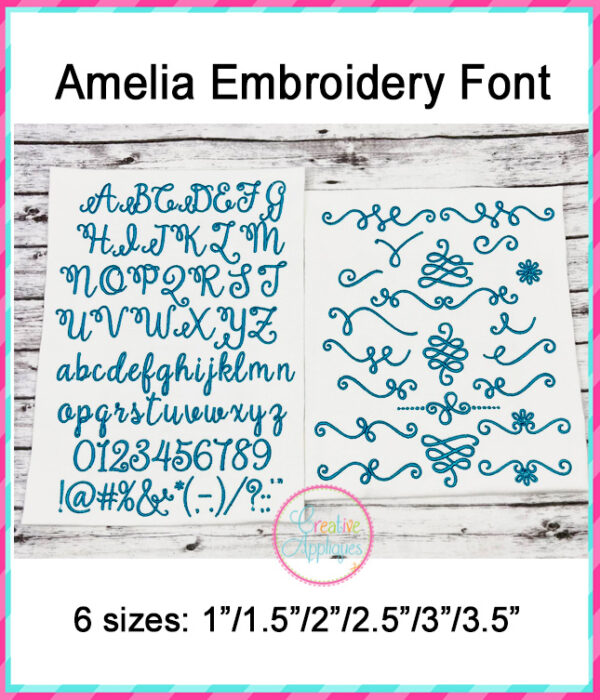 Amelia Embroidery Font