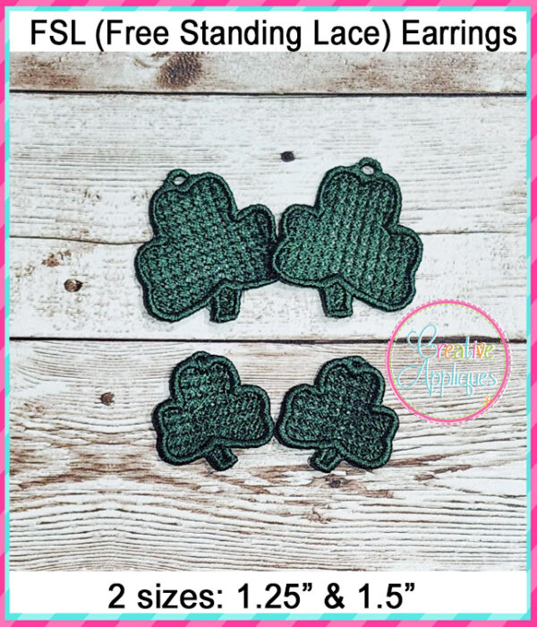 Clover FSL Earrings Embroidery Design - Image 2