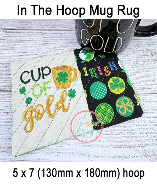 St Patrick's Day Mug Rug In The Hoop Embroidery Design Set - Image 5