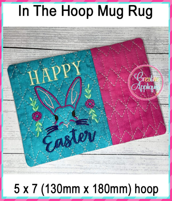 Happy Easter Mug Rug In The Hoop Embroidery Design - Image 2