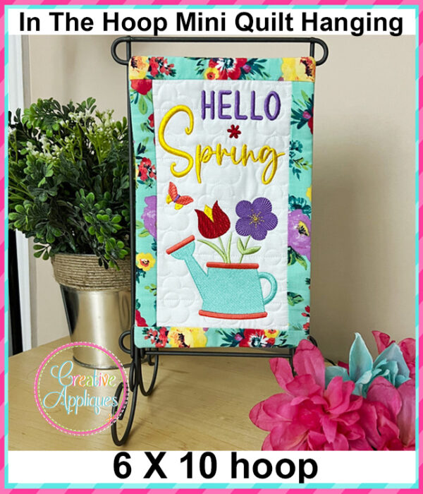 Hello Spring In The Hoop Quilted Mini Hanging Embroidery Design 6x10 - Image 3