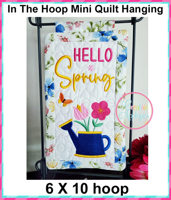 Hello Spring In The Hoop Quilted Mini Hanging Embroidery Design 6x10 - Image 2