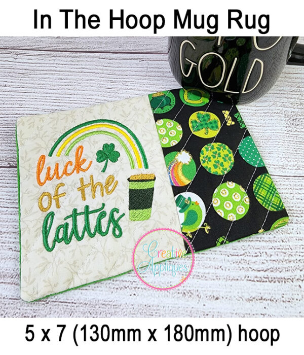 St Patrick's Day Mug Rug In The Hoop Embroidery Design Set - Image 3