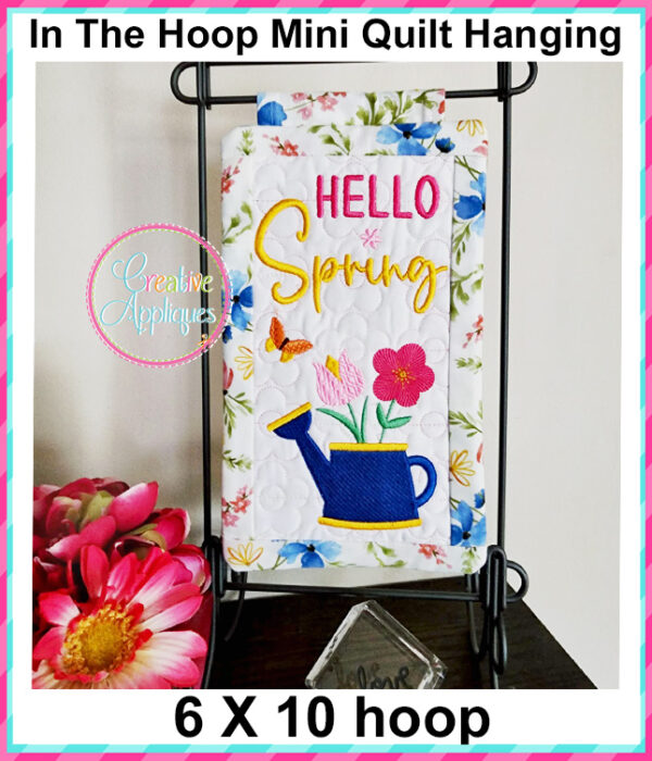 Hello Spring In The Hoop Quilted Mini Hanging Embroidery Design 6x10