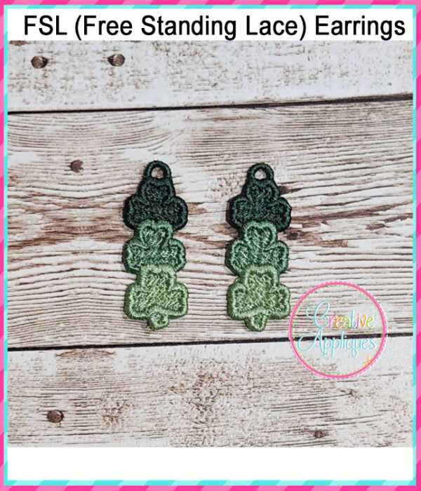 Clover Trio FSL Earrings Embroidery Design - Image 2