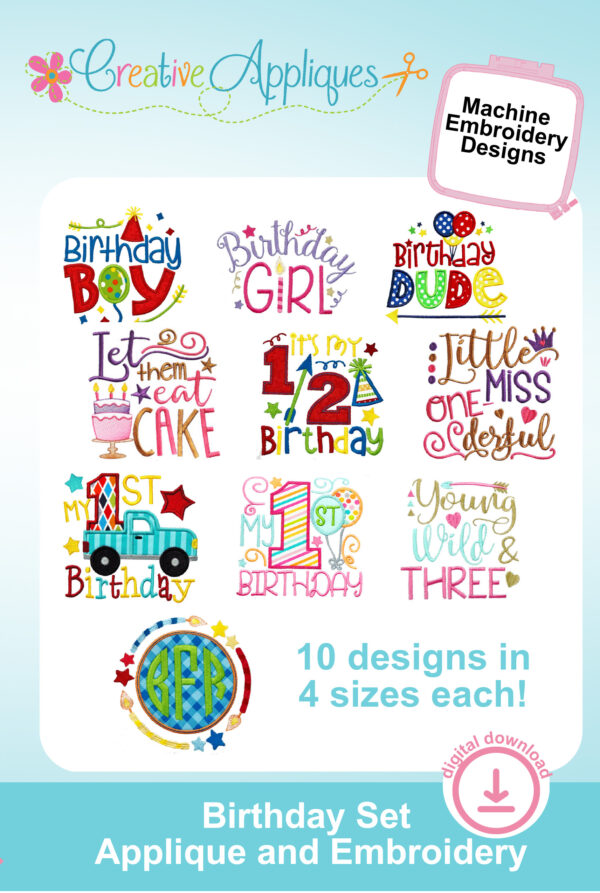 STORE PURCHASE - CAEDA01 Birthday Set Applique & Embroidery