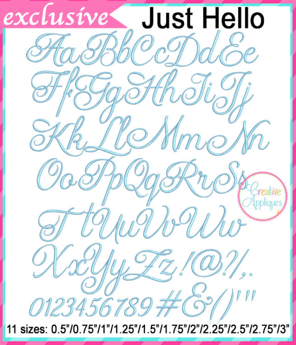 Just Hello Embroidery Font - Image 2