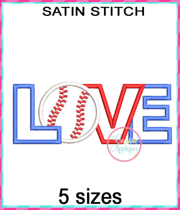 Love Baseball Embroidery Design Set - Image 3