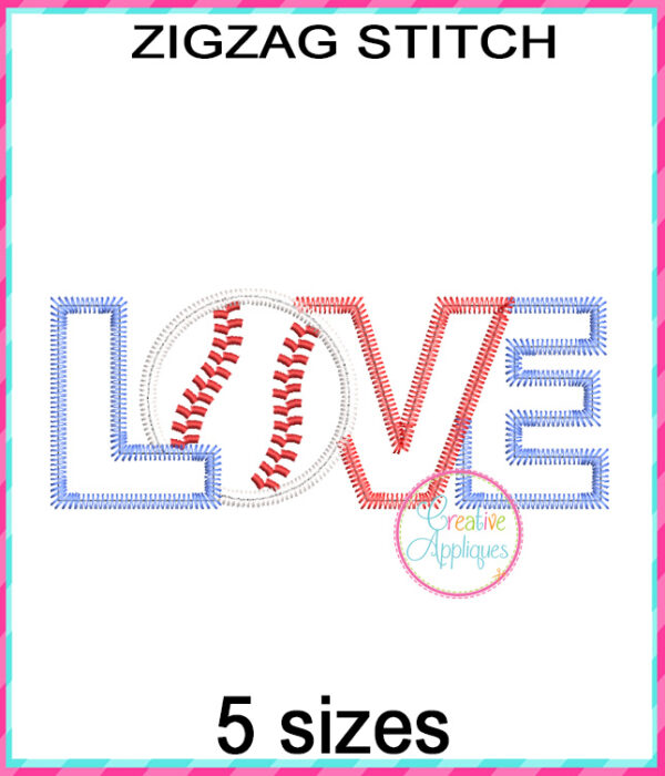 Love Baseball Embroidery Design Set - Image 2