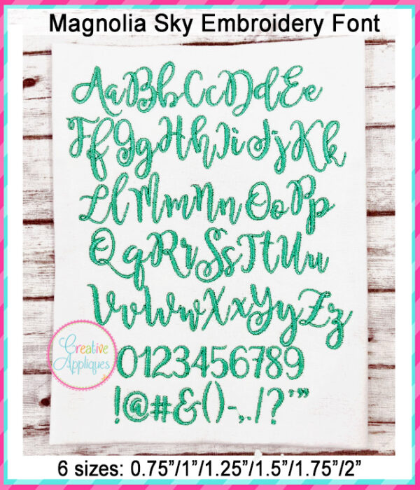 Magnolia Sky Embroidery Font